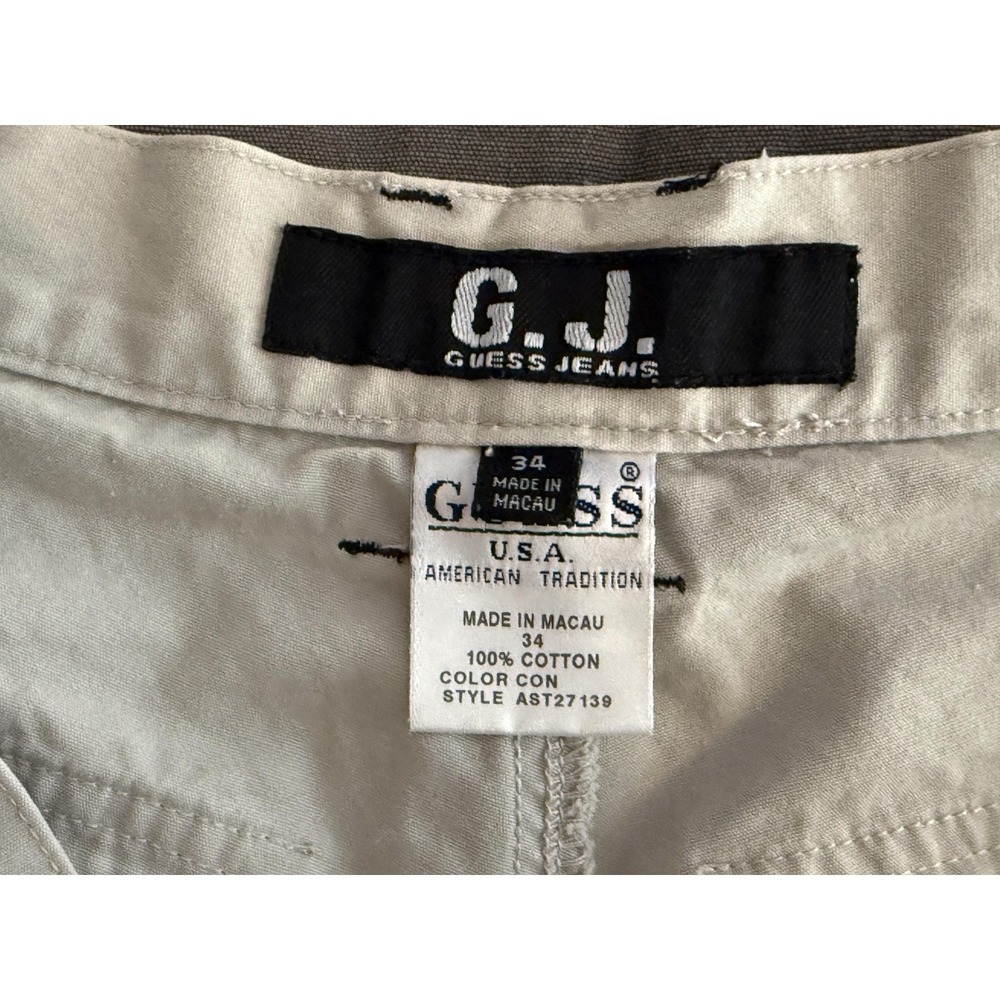 Guess Jeans Cargo Pants Mens 34x28 Gray Cotton Canvas Relaxed Fit Baggy Vintage - Picture 12 of 14